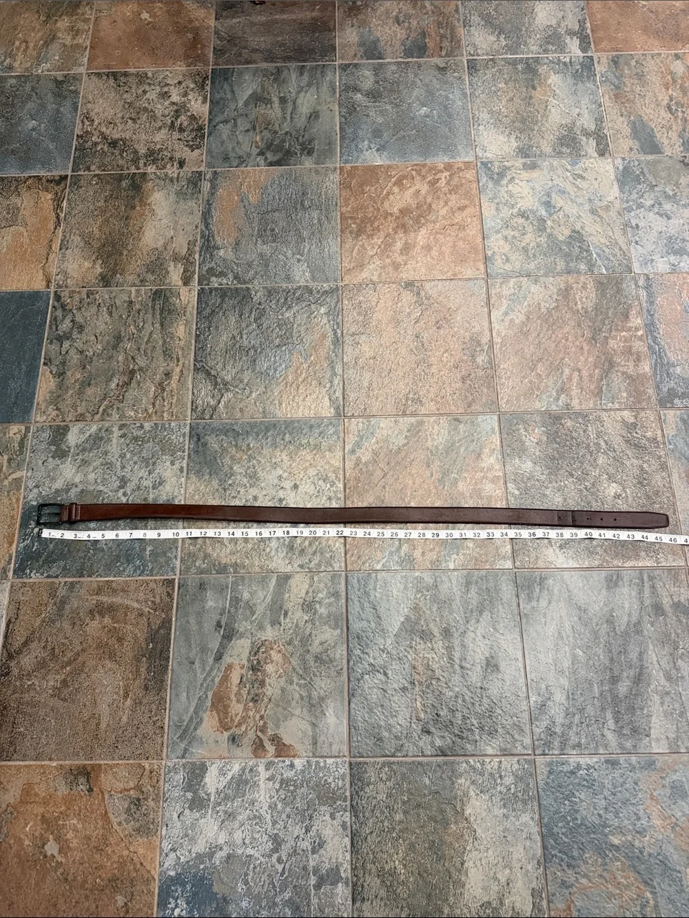Men's Genuine Brown Italian Leather Belt with Polished Buckle
